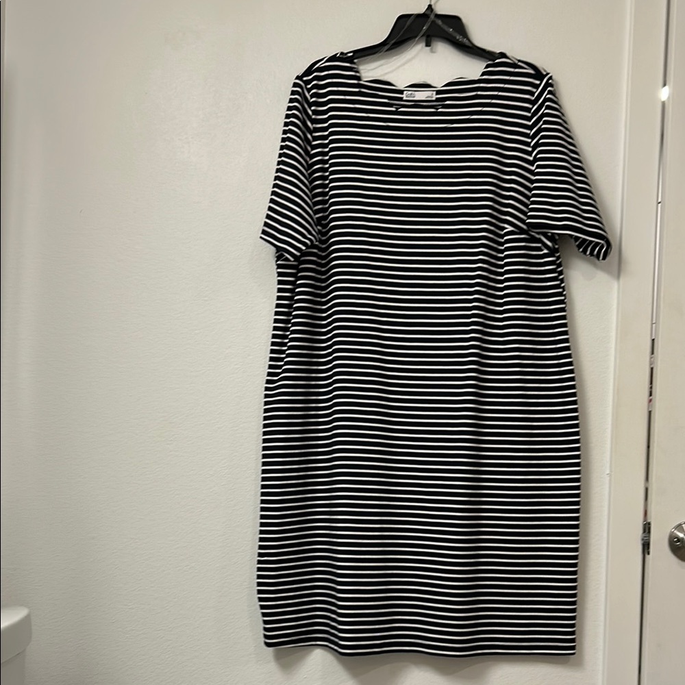 Croft & Barrow Navy and White Striped Dress NWOT